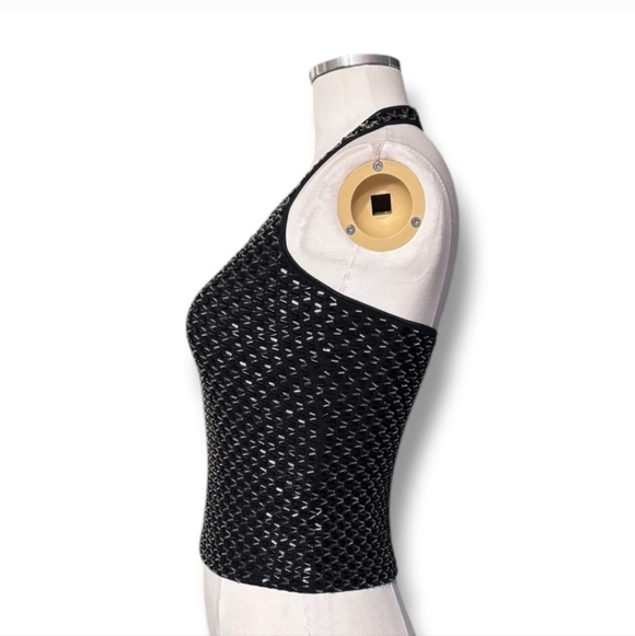CACHÉ Black Beaded Cropped Halter VINTAGE - Picture 5 of 10